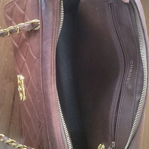 CHANEL Authentic VTG Brown Lambskin Leather GM Shoulder Flap Camera Bag GHW RARE - Picture 13 of 16